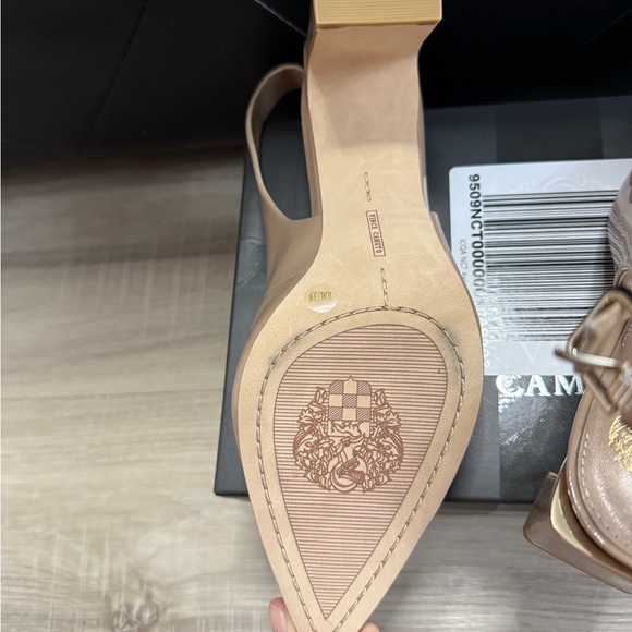 Vince Camuto Nude Block Heel Slingbacks - Picture 8 of 9